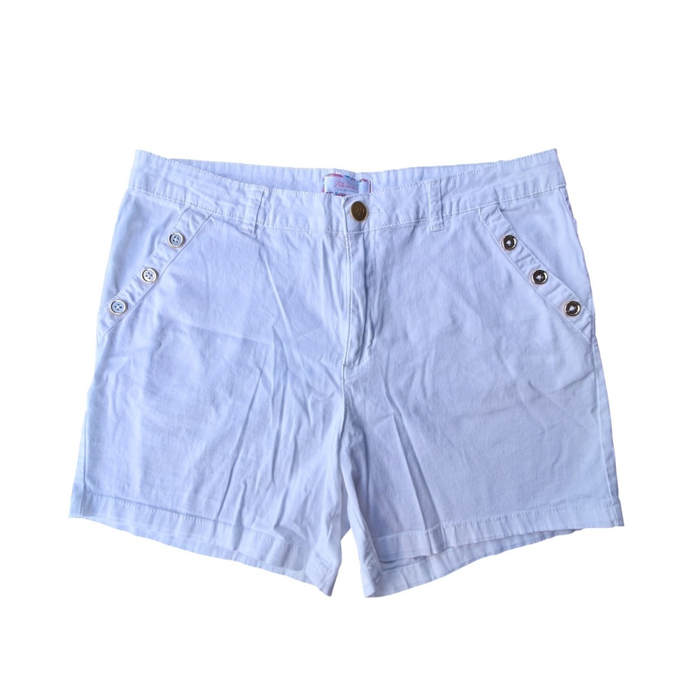 Stella Parker Collection White Nautical Button Stretch Chino Shorts Womens 12